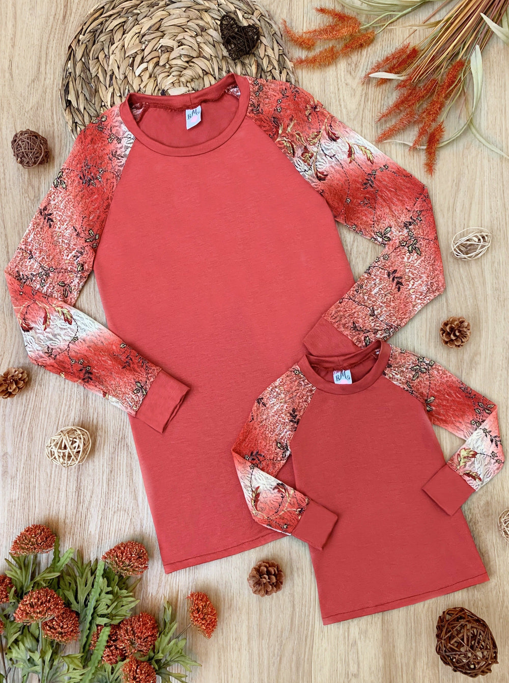 Mommy and Me Matching Tops | Fall Floral Raglan Tops | Mia Belle Girls