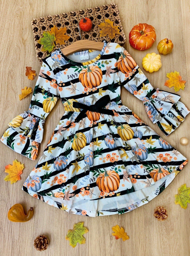 Girls Fall Outfits | Boho Chic Pumpkin Hi-lo Dress - Mia Belle Girls