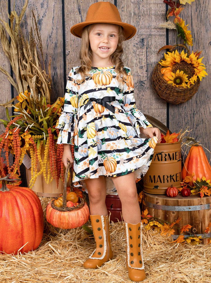 Girls Fall Outfits | Boho Chic Pumpkin Hi-lo Dress - Mia Belle Girls