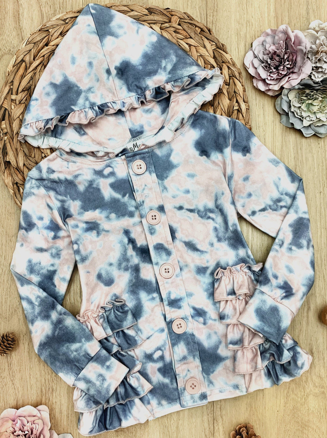 Kids Sweaters & Cardigans | Tie Dye Ruffle Hoodie | Mia Belle Girls