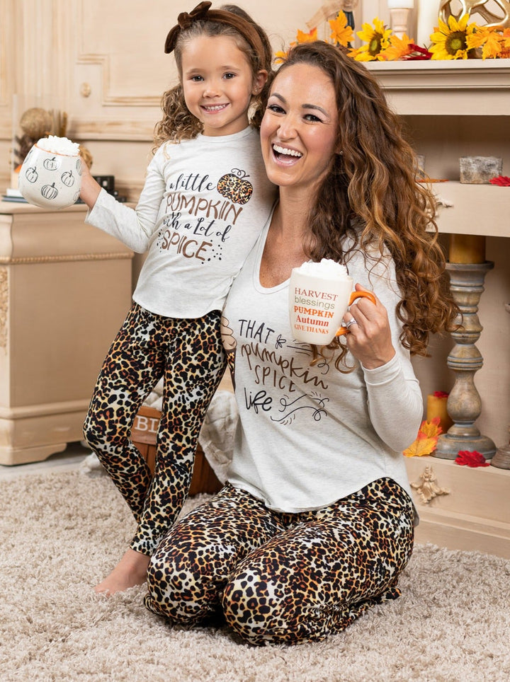 Mommy and Me Matching Pumpkin Spice Pajama Set- Mia Belle Girls