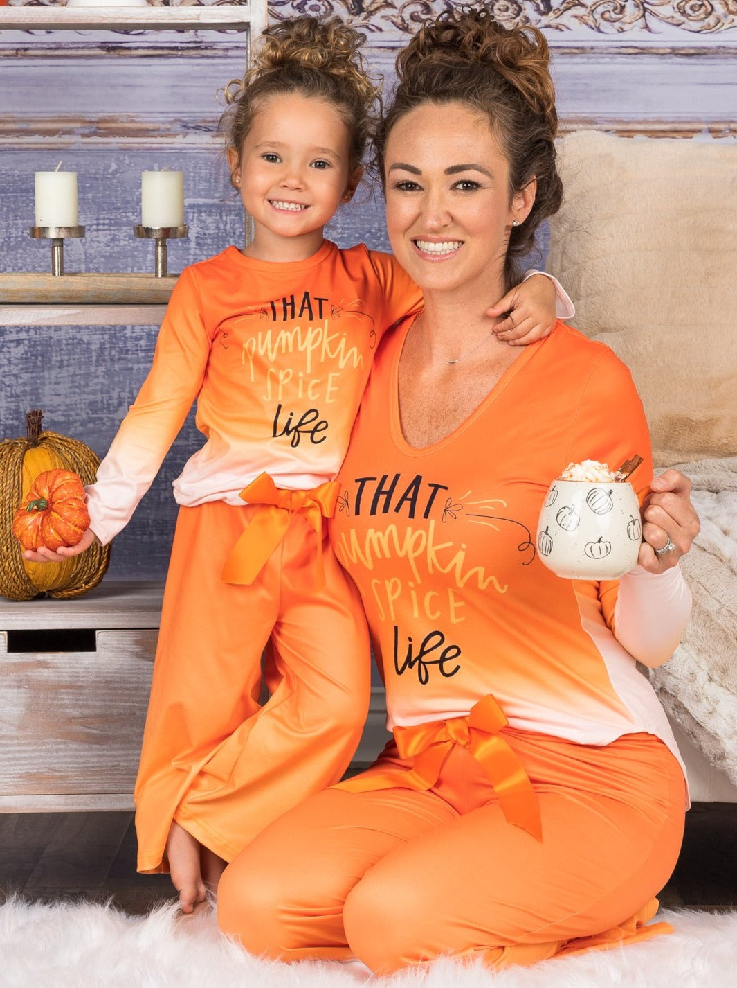 Mommy & Me Pajamas | That Pumpkin Spice Life Pajamas - Mia Belle Girls