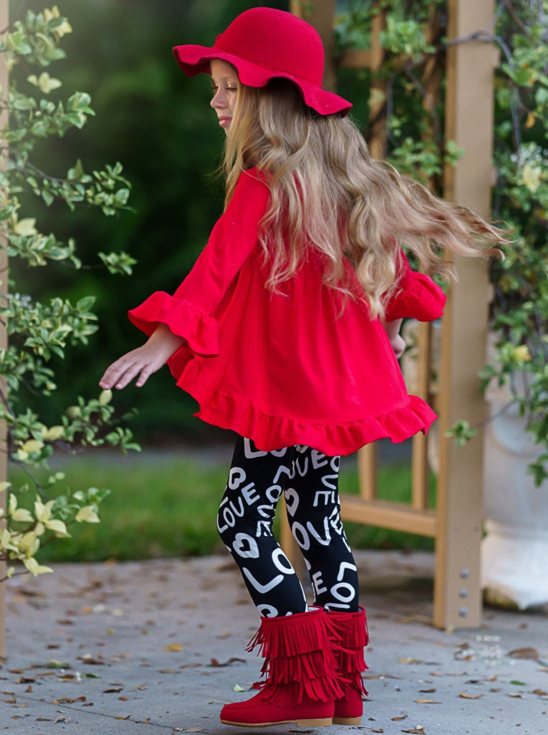 Toddler Valentine's Outfits | Love Hi-Lo Tunic, Scarf & Legging Set