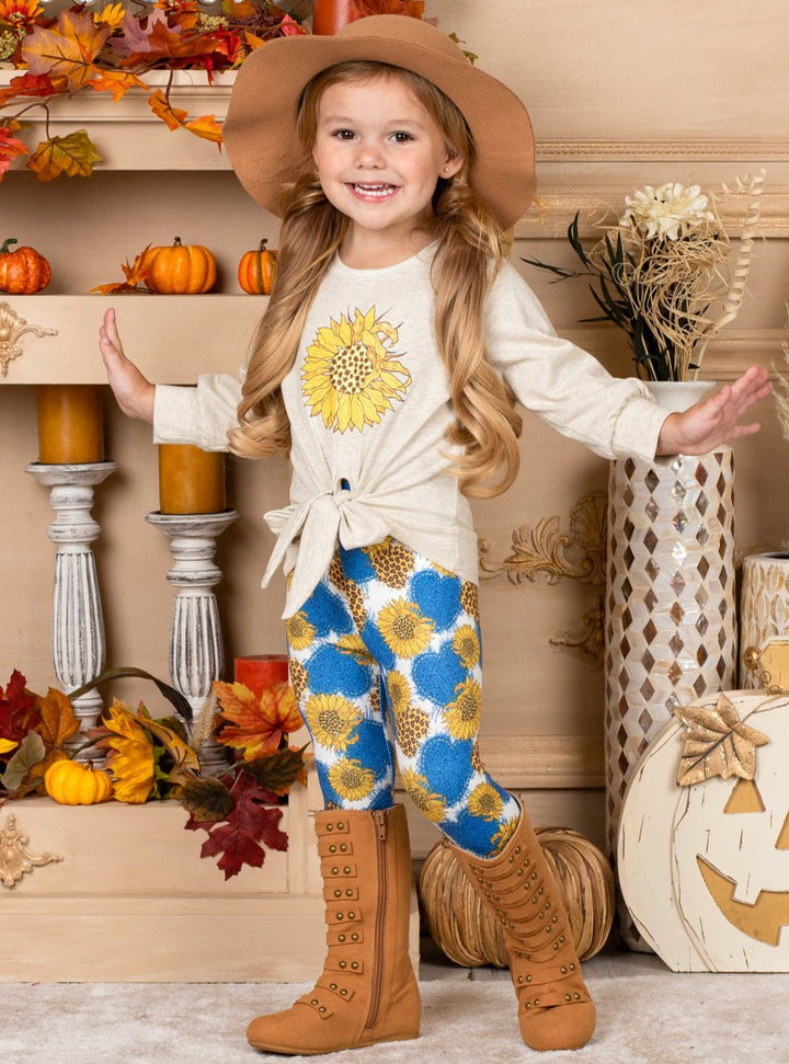 Fall Outfits | Knot Hem Top & Floral Legging Set | Cute Girls Sets