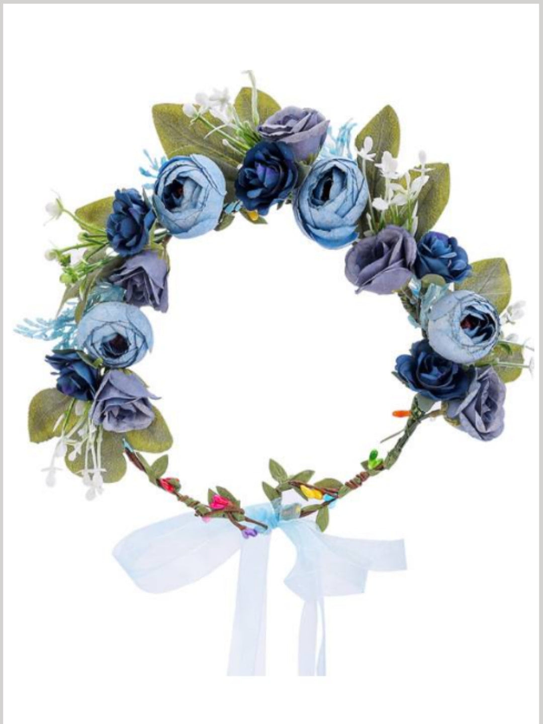 Little Girls Pretty Flower Halo - Blue | Hair Accessories - Mia Belle Girls