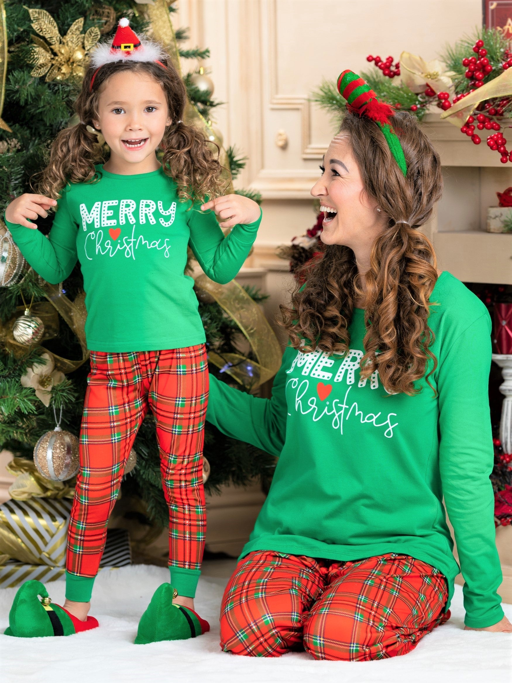 Mommy and Me Matching Winter Pajamas Merry Christmas Pajama Set Mia Belle Girls