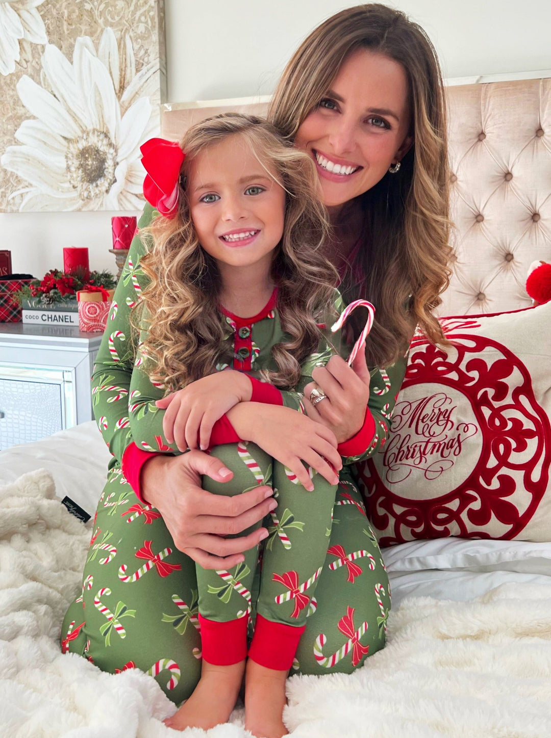 Mommy & Me Matching Pajamas | Candy Cane Pajama Set | Mia Belle Girls