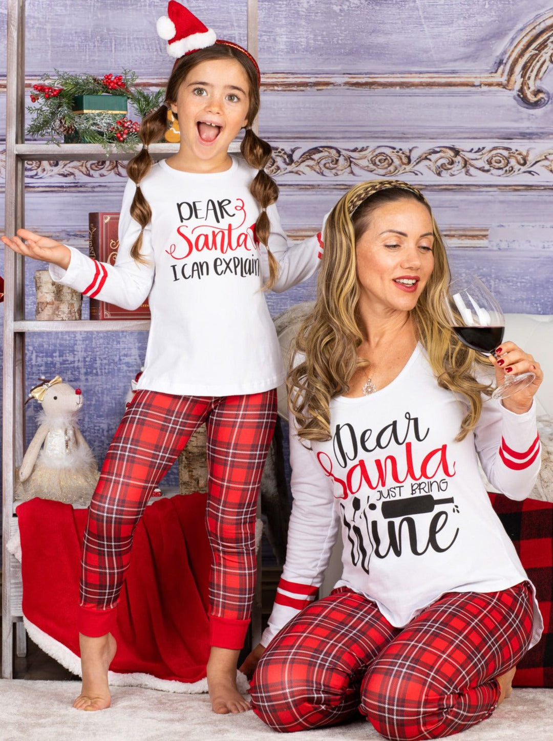 Mommy and Me Matching Pajamas | Dear Santa Pajama Set |Mia Belle Girls