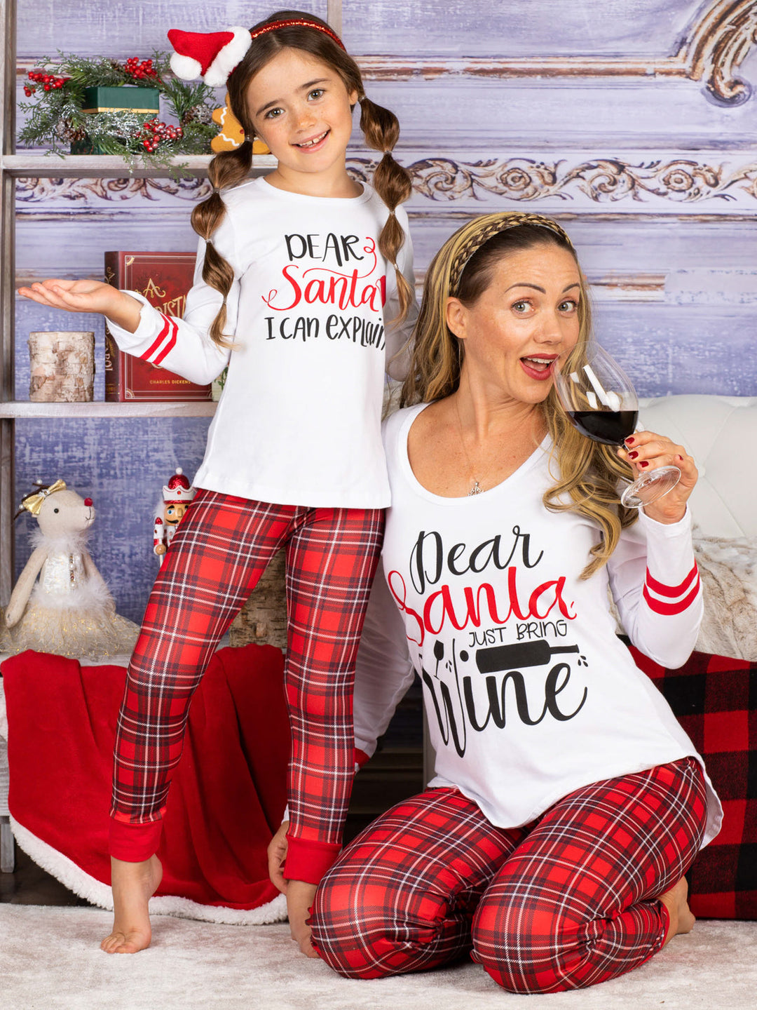 Mommy and Me Matching Pajamas | Dear Santa Pajama Set |Mia Belle Girls