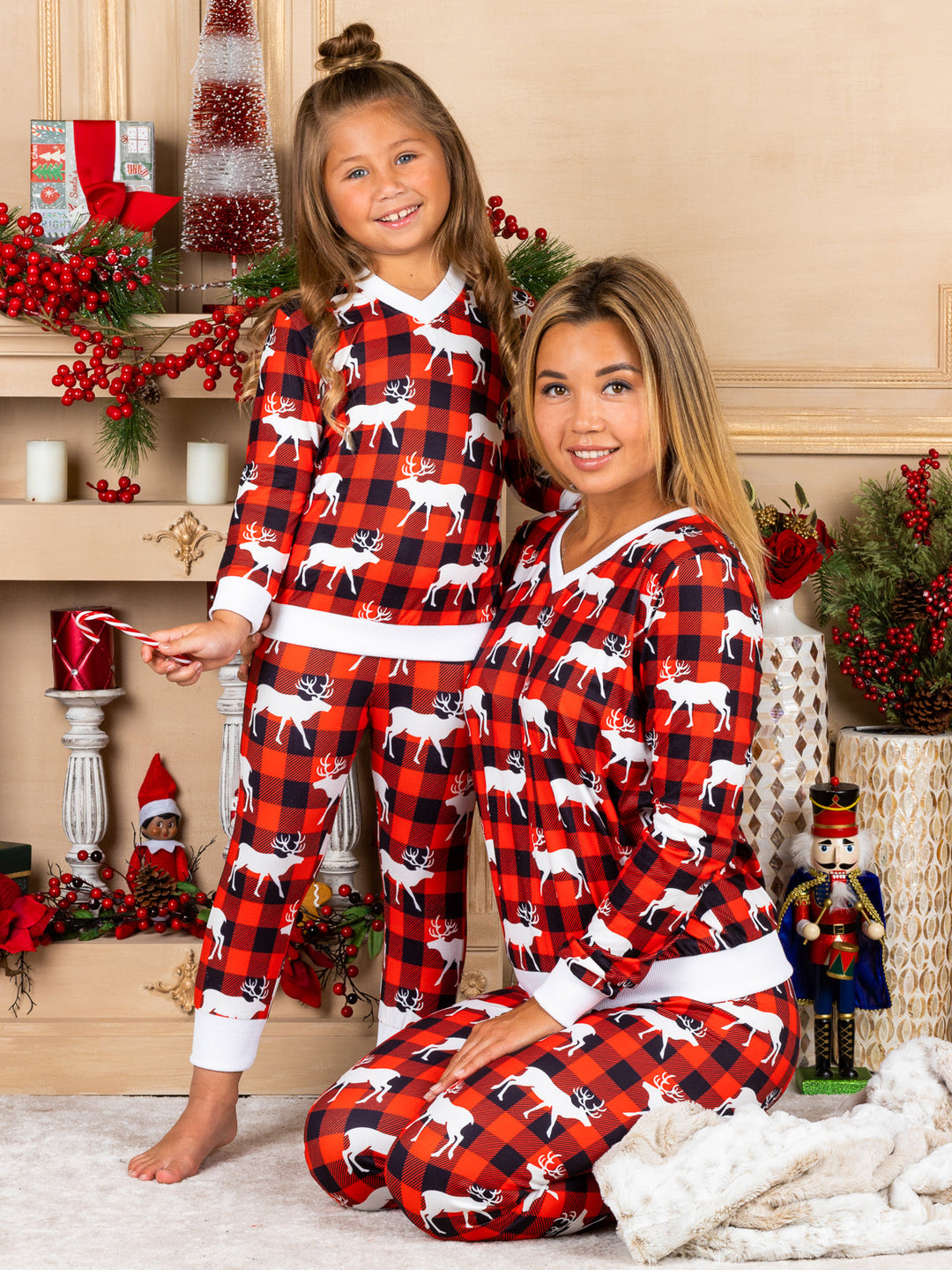 Mommy and Me Matching Christmas Pajamas | Reindeer Print Pajama Set