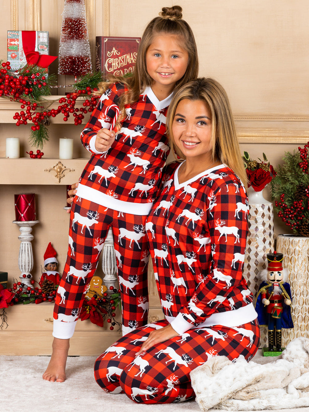 Mommy and Me Matching Christmas Pajamas | Reindeer Print Pajama Set