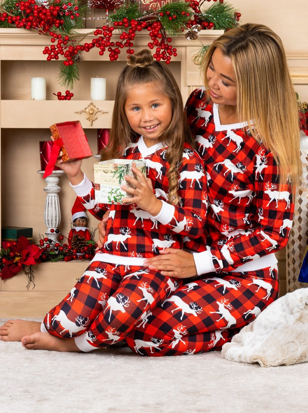 Mommy and Me Matching Christmas Pajamas | Reindeer Print Pajama Set