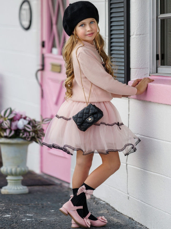 Girls Preppy Chic Clothes | Sweater & Tutu Skirt Set | Mia Belle Girls