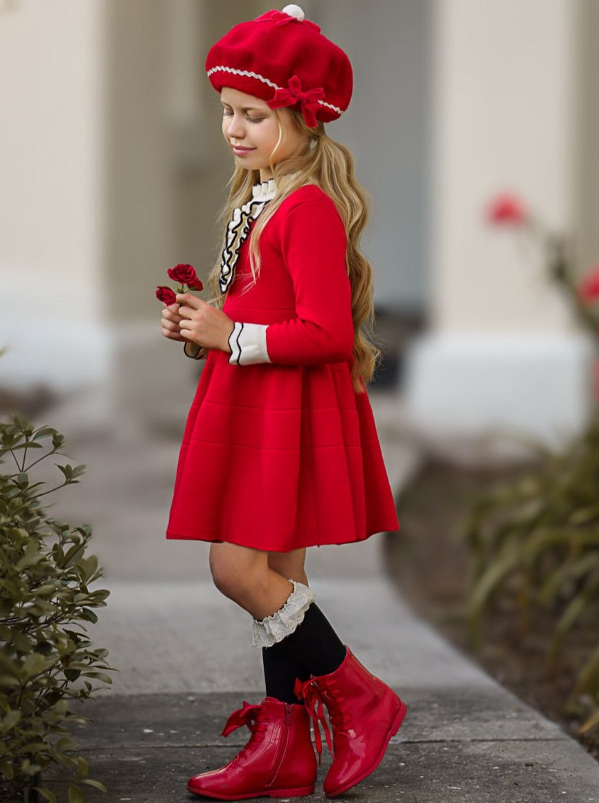 Girls Preppy Chic Clothes | Ruffle Bib Skater Dress | Mia Belle Girls