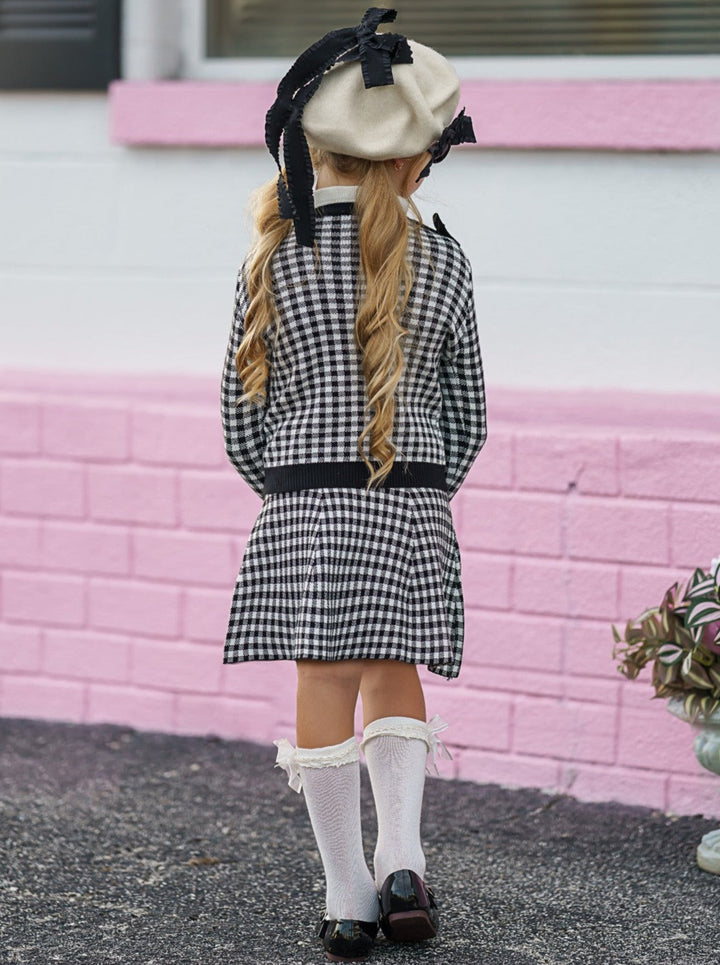 Girls Preppy Chic Sets | Plaid Sweater & Skirt Set | Mia Belle Girls