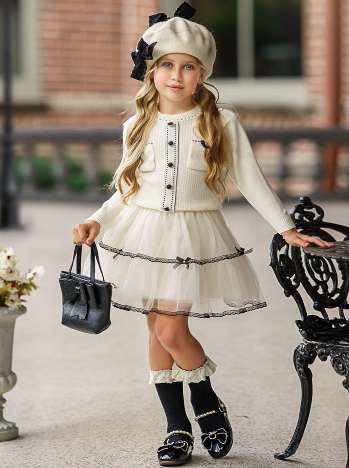 Girls Preppy Chic Clothes | Sweater & Tutu Skirt Set | Mia Belle Girls