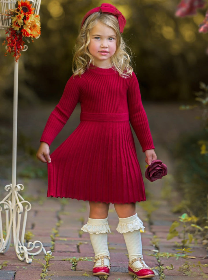 Girls Preppy Chic Dresses | Rib Knit Sweater Dress | Mia Belle Girls