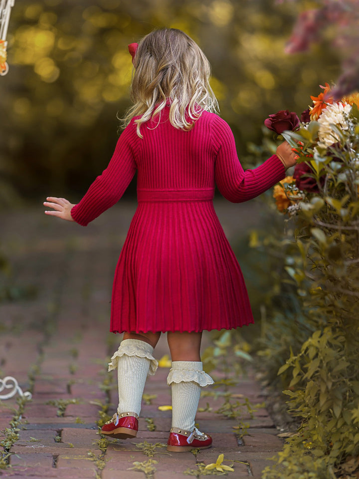 Girls Preppy Chic Dresses | Rib Knit Sweater Dress | Mia Belle Girls