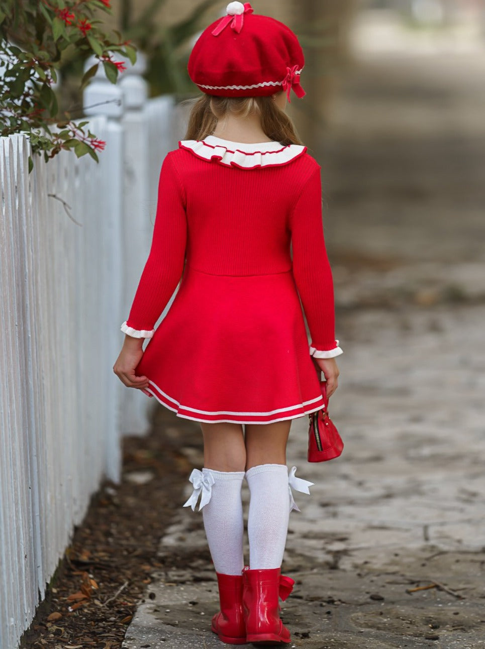 Preppy Girls' Clothing | Ruffle Collar Sweater Dress - Mia Belle Girls