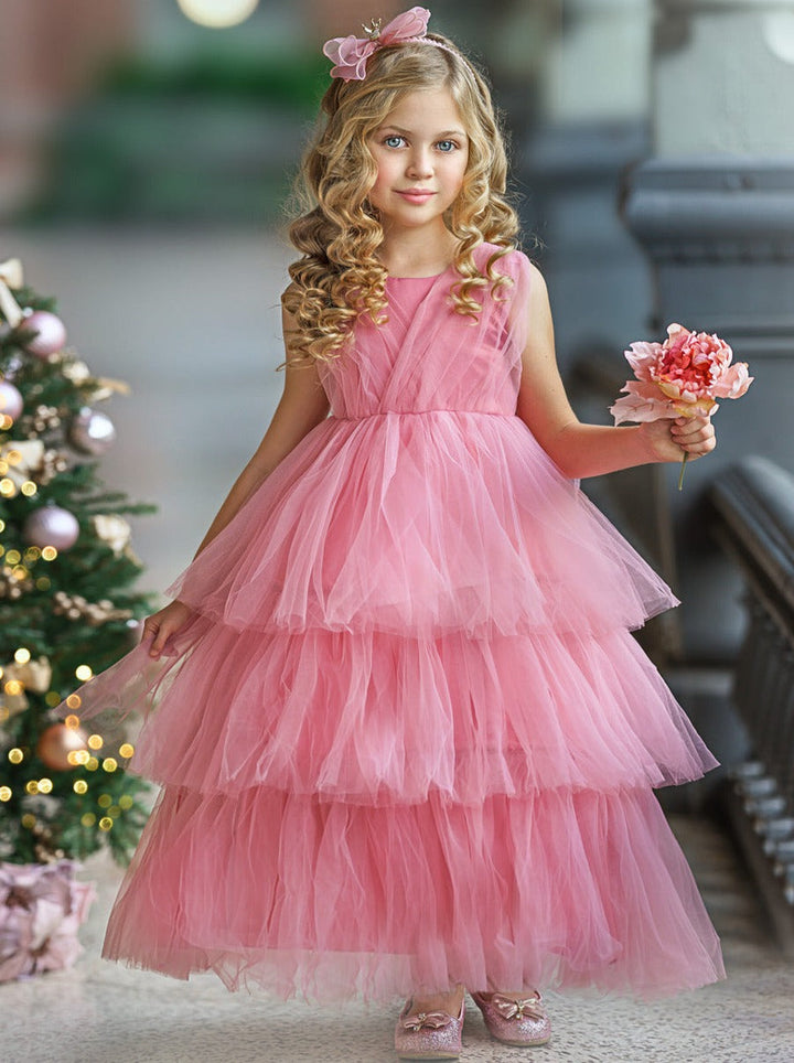 Little Girls Holiday Dresses | Sleeveless Flutter Tulle Party Dress