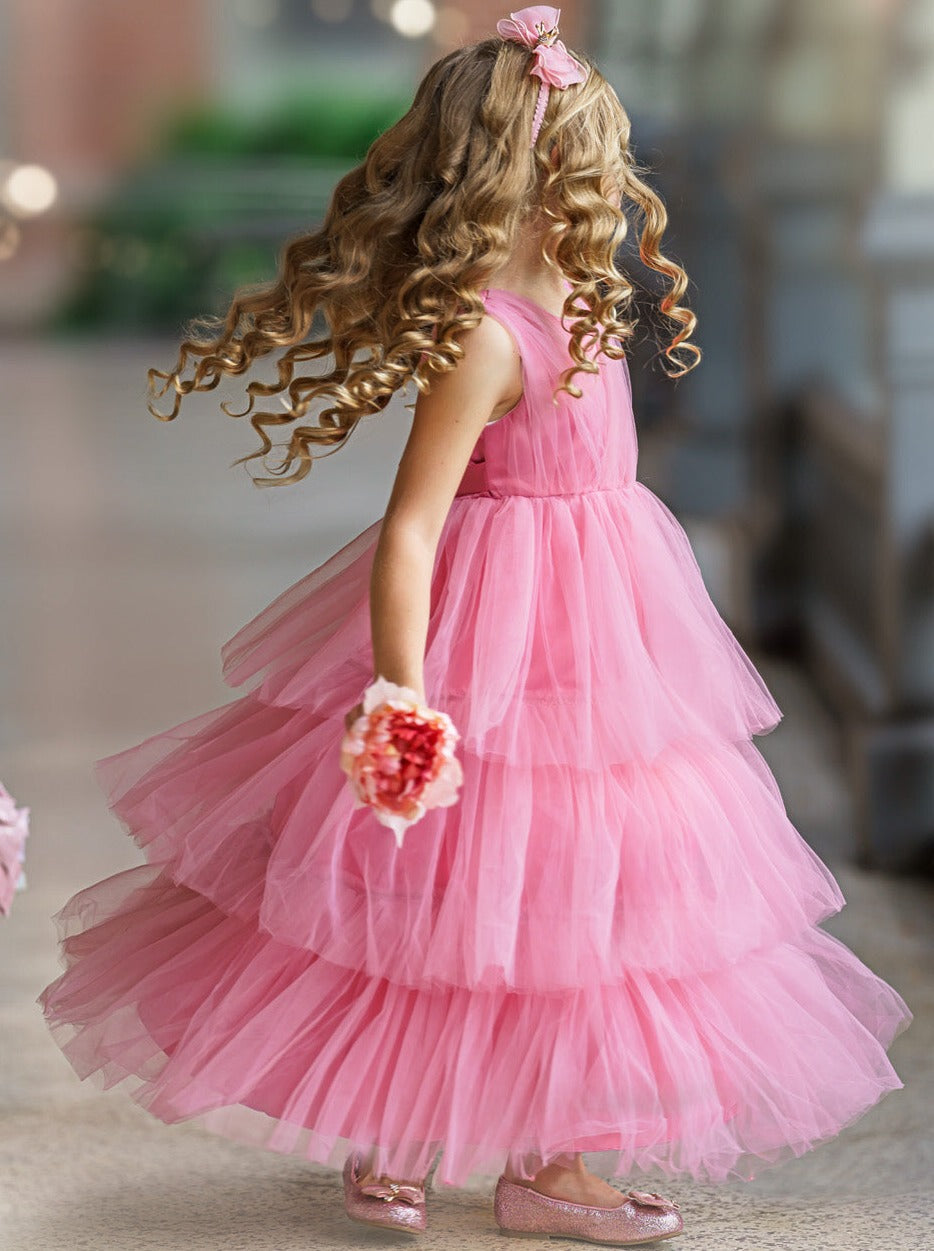 Little Girls Holiday Dresses | Sleeveless Flutter Tulle Party Dress