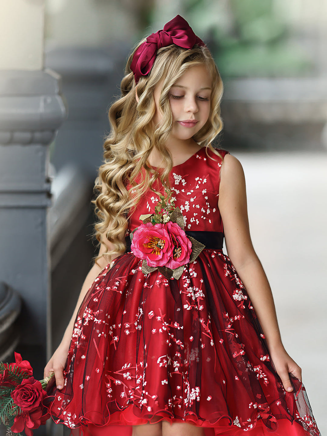 Girls Formal Dresses | Cherry Blossom Embroidered Hi-Lo Party Dress