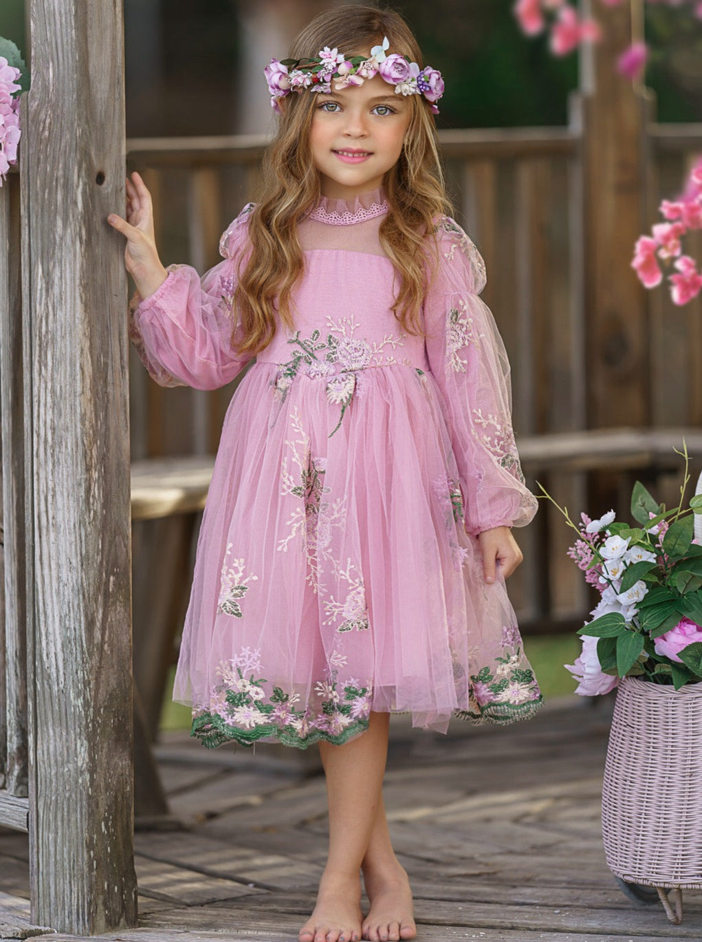 Little Girls Flower Embroidered Lace Dress | Toddler Spring Dresses