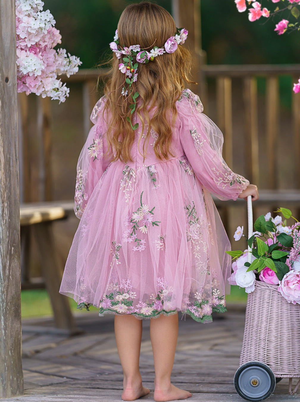 Little Girls Flower Embroidered Lace Dress | Toddler Spring Dresses