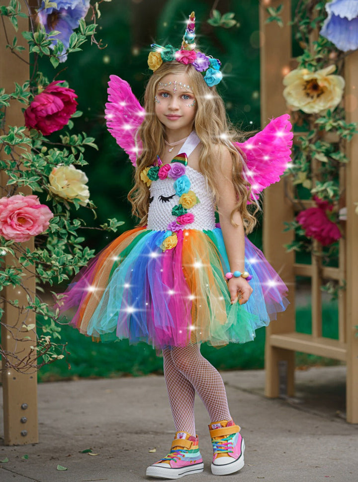 Girls Halloween Costumes | LED Unicorn Fairy Light Up Tutu Dress