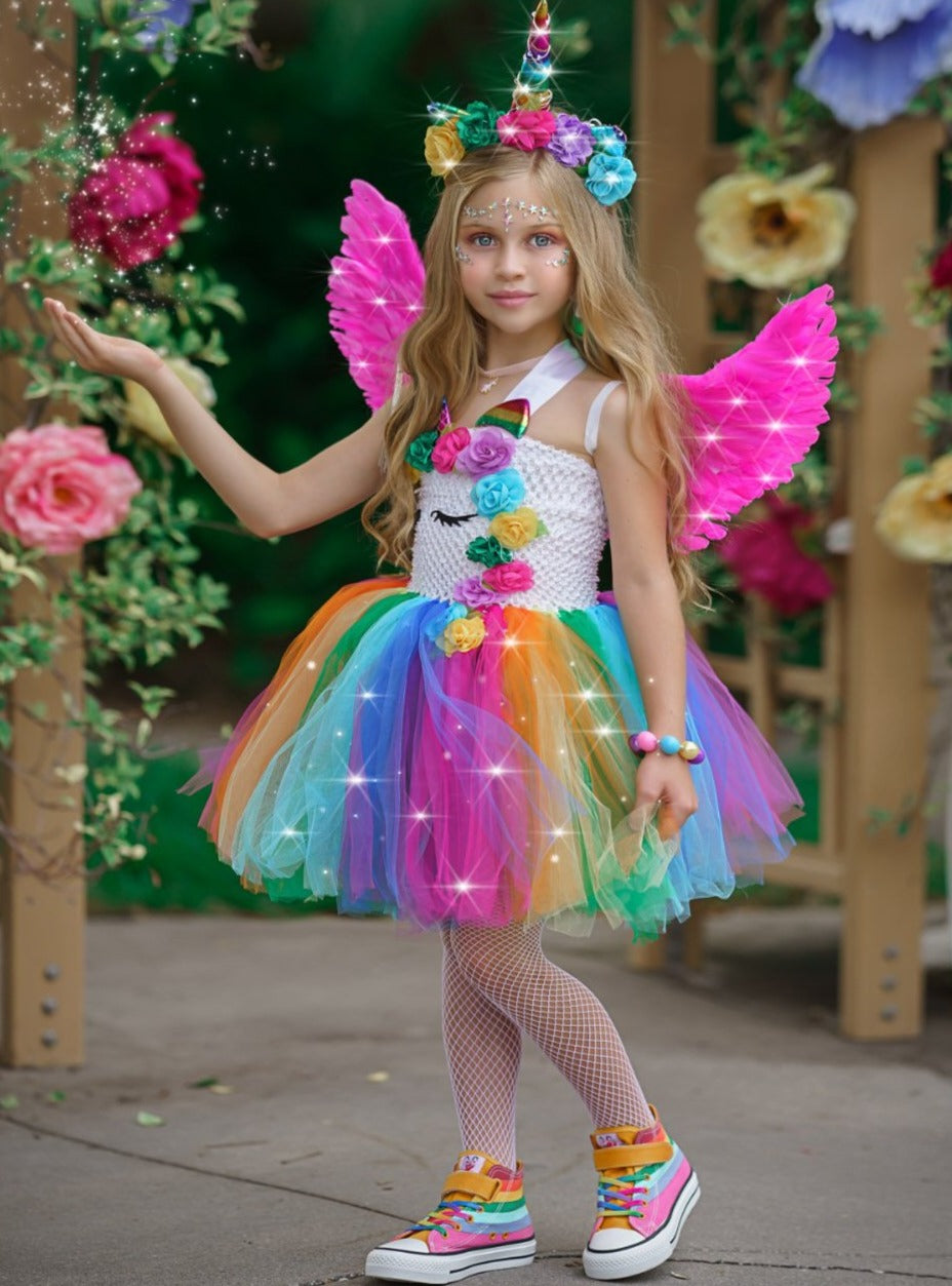 Girls Halloween Costumes | LED Unicorn Fairy Light Up Tutu Dress