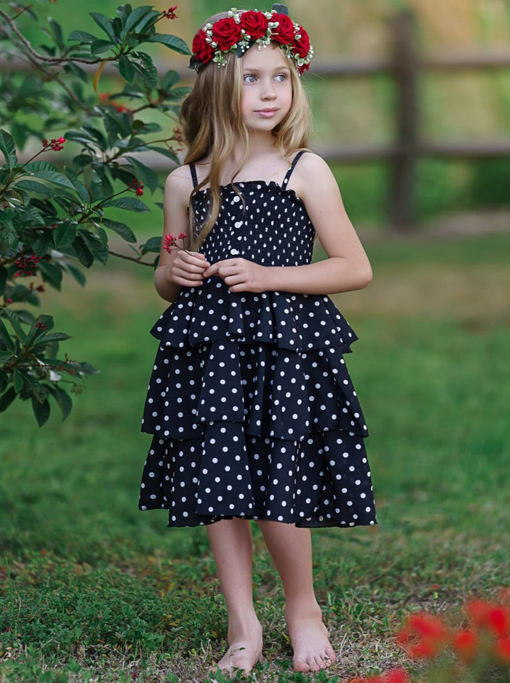 Toddler Spring Dresses | Little Girls Polka Dot Tiered Ruffle Dress