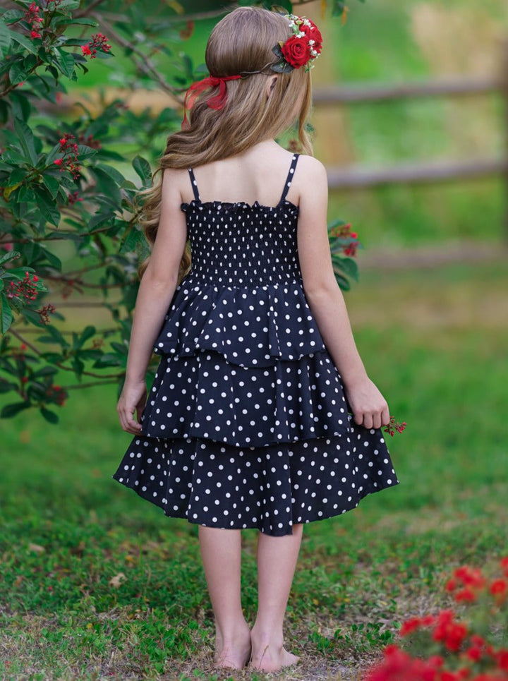 Toddler Spring Dresses | Little Girls Polka Dot Tiered Ruffle Dress