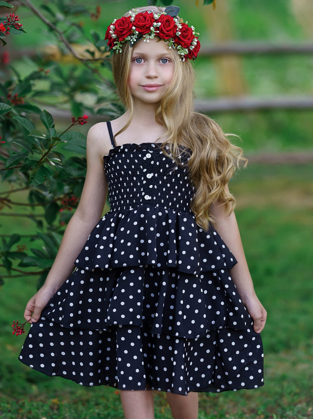 Toddler Spring Dresses | Little Girls Polka Dot Tiered Ruffle Dress