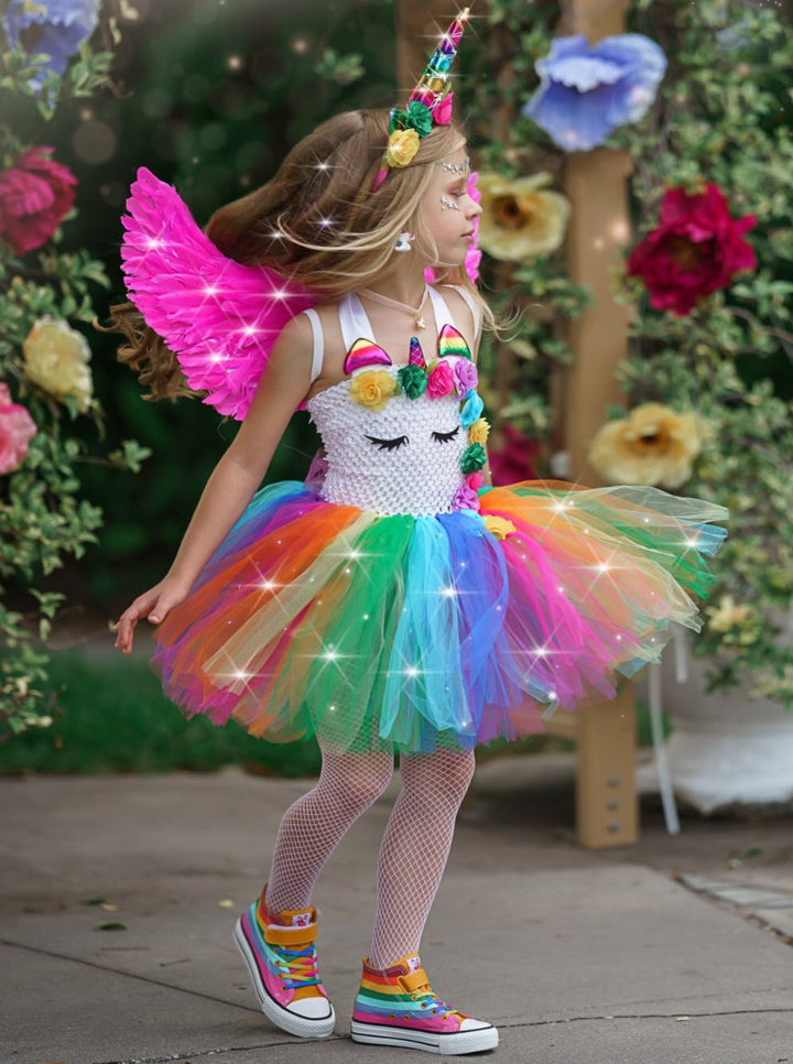 Girls Halloween Costumes | LED Unicorn Fairy Light Up Tutu Dress