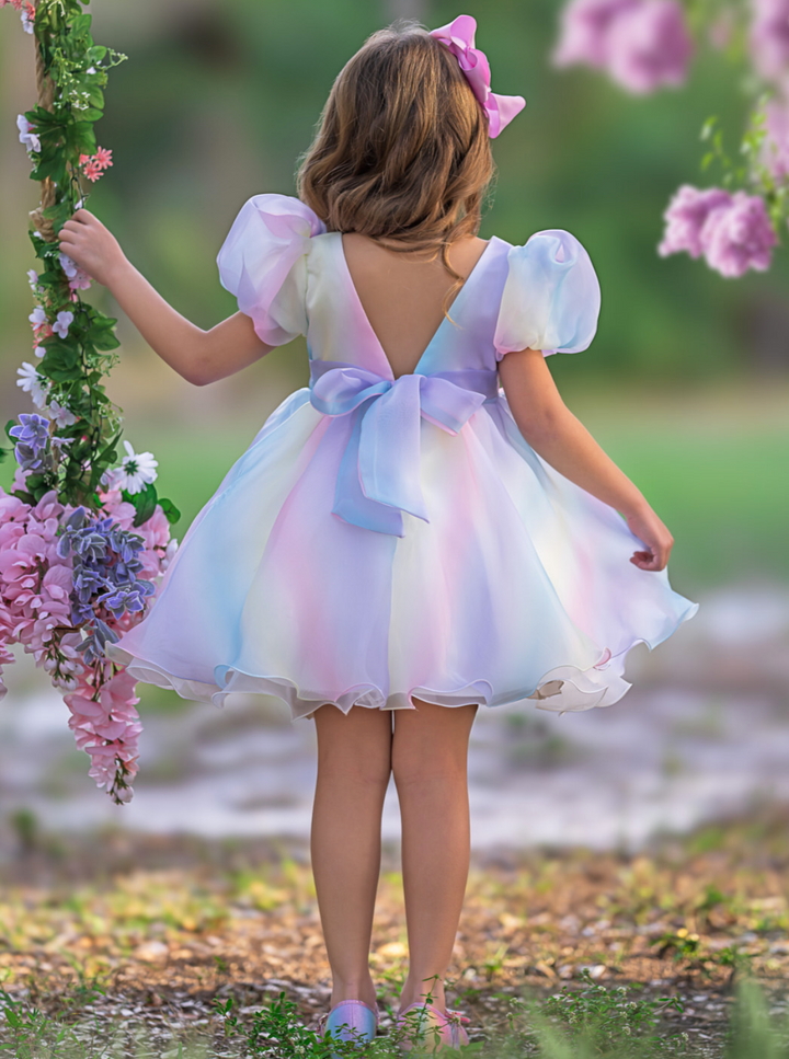 Mia Belle Girls Pastel Puff Sleeve Dress | Girls Spring Dresses