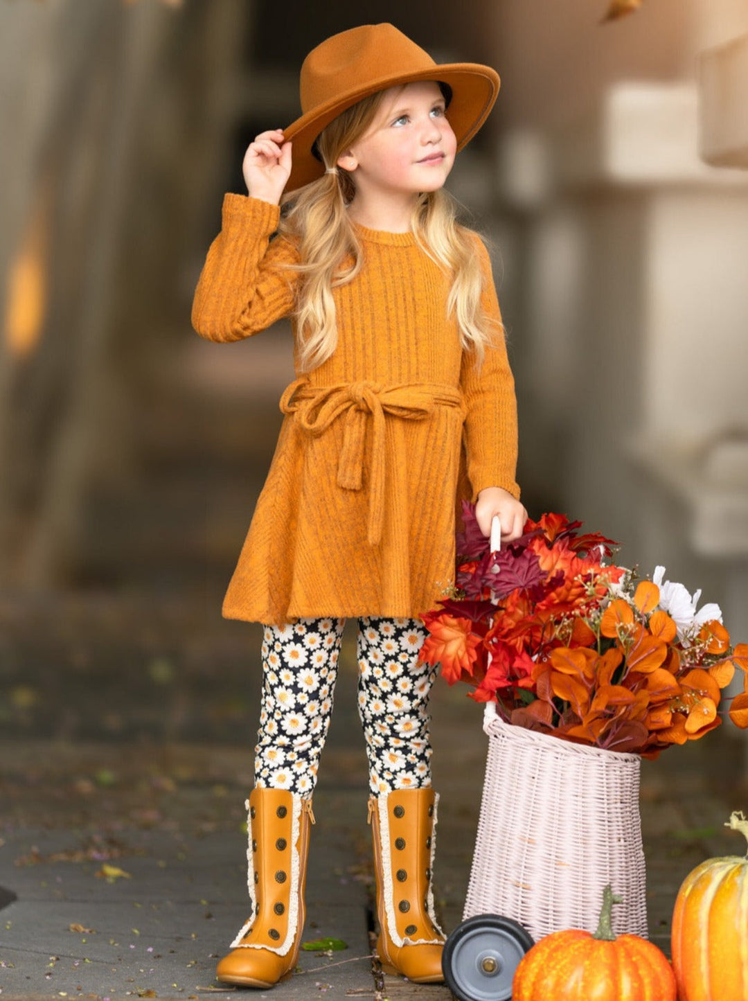 Golden Daisy Top- und Leggings-Set für Mädchen