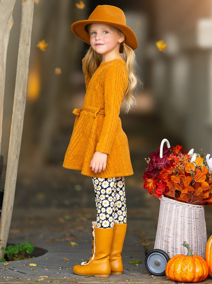 Golden Daisy Top- und Leggings-Set für Mädchen