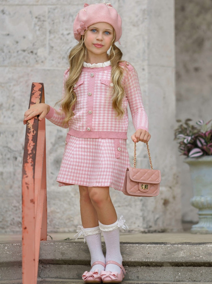 Girls Preppy Chic | Plaid Pullover Sweater & Skirt | Mia Belle Girls