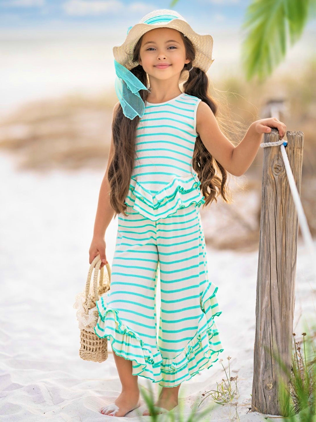 Sway My Way Striped Top & Ruffle Pants Set