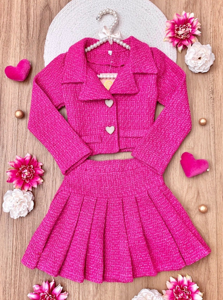 Mia Belle Girls Blazer & Pleated Skirt Set | Girls Elevated Casual