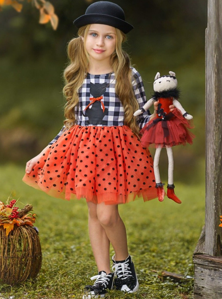 Girls Fall Dresses | Plaid & Polka Dot Tutu Dress - Mia Belle Girls