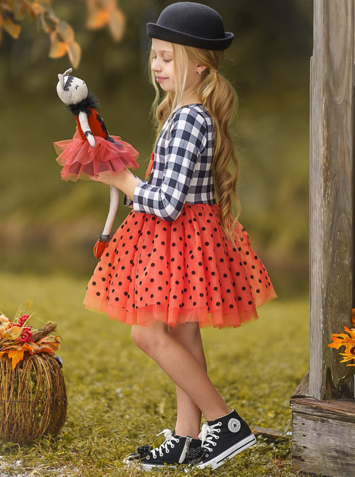 Girls Fall Dresses | Plaid & Polka Dot Tutu Dress - Mia Belle Girls