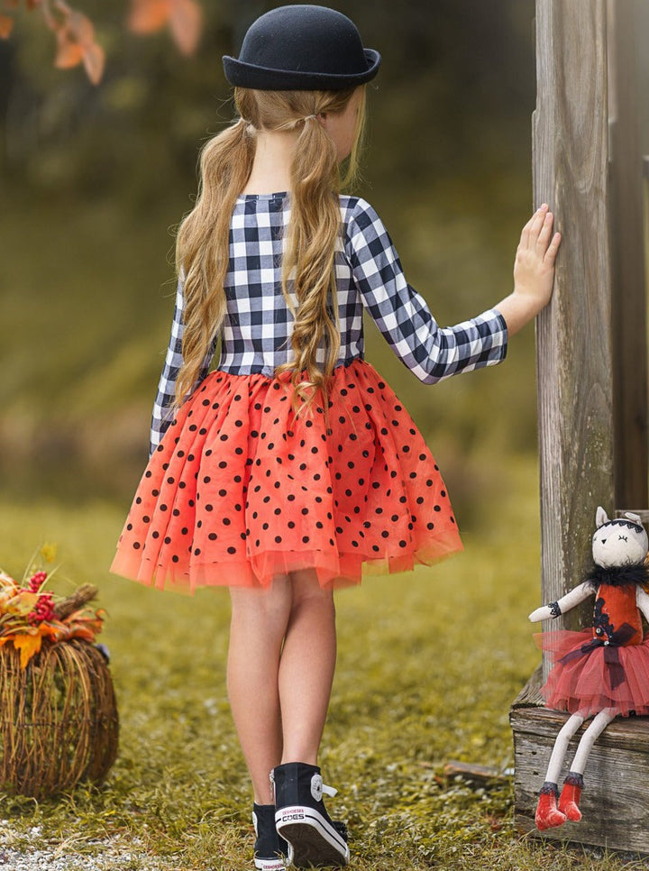 Girls Fall Dresses | Plaid & Polka Dot Tutu Dress - Mia Belle Girls