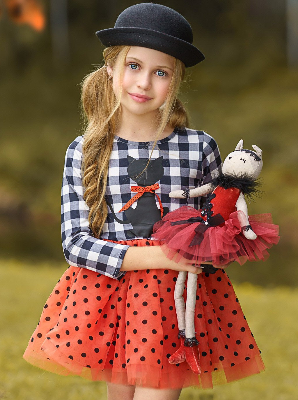 Girls Fall Dresses | Plaid & Polka Dot Tutu Dress - Mia Belle Girls