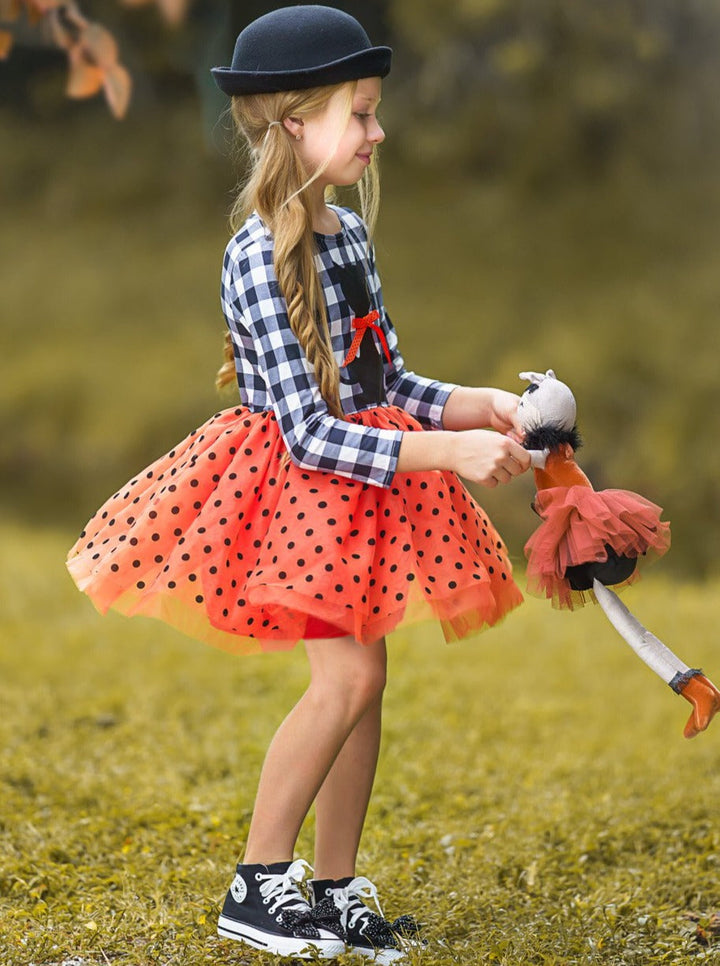 Girls Fall Dresses | Plaid & Polka Dot Tutu Dress - Mia Belle Girls