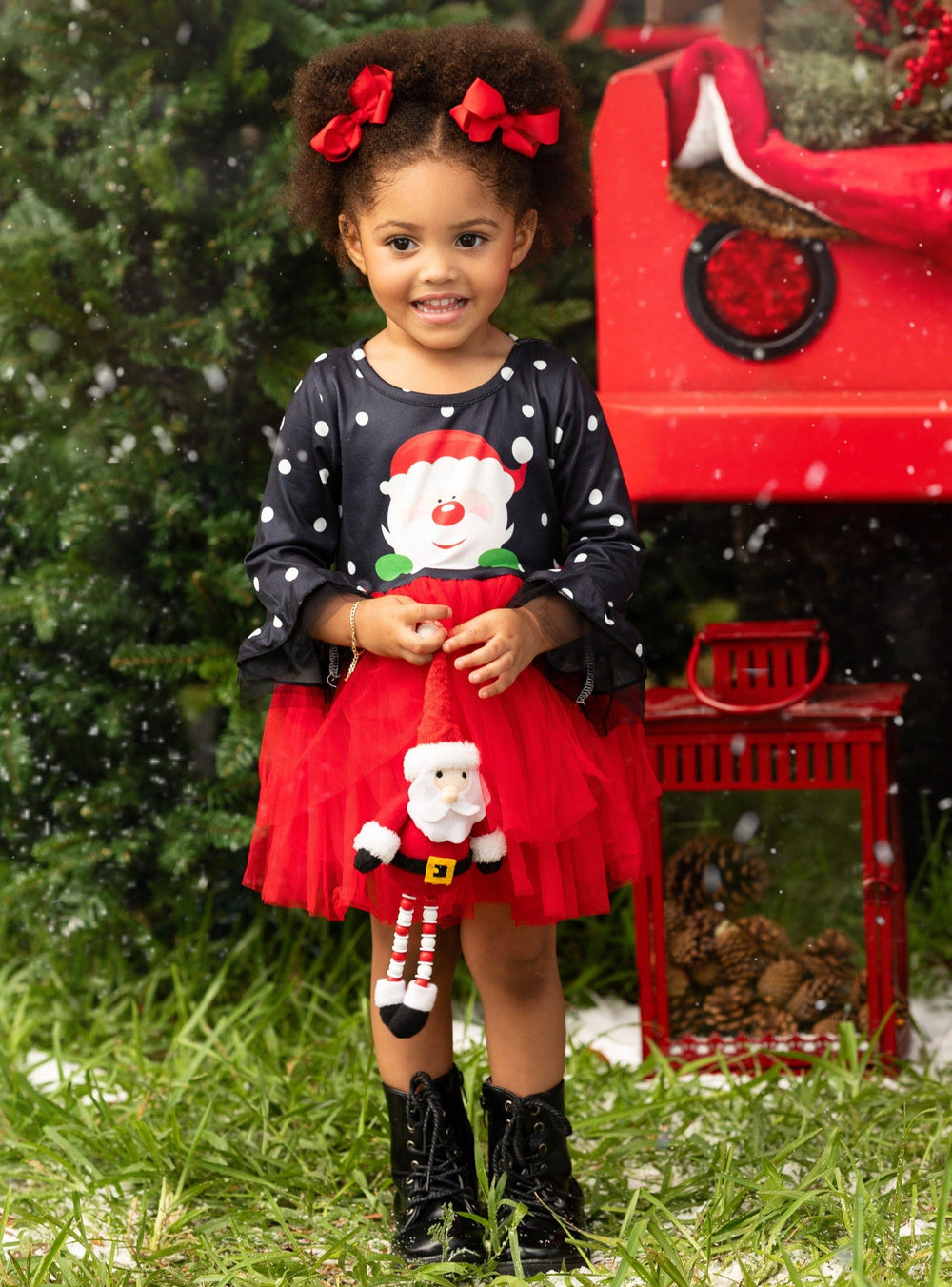 Toddler Clothing Sale | Santa Polka Dot Tutu Dress | Girls Boutique