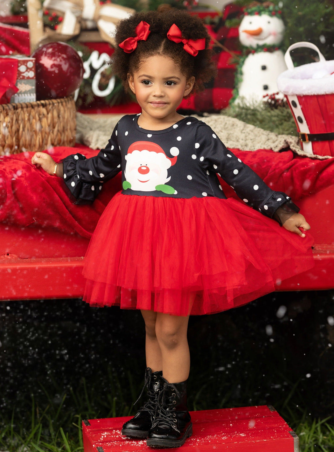 Toddler Clothing Sale | Santa Polka Dot Tutu Dress | Girls Boutique