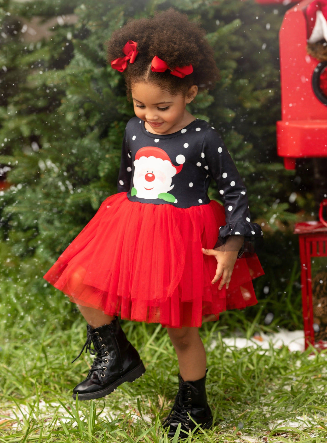 Toddler Clothing Sale | Santa Polka Dot Tutu Dress | Girls Boutique