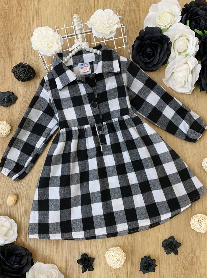 Girls Everyday Fall Dresses | Plaid Collared Dress - Mia Belle Girls