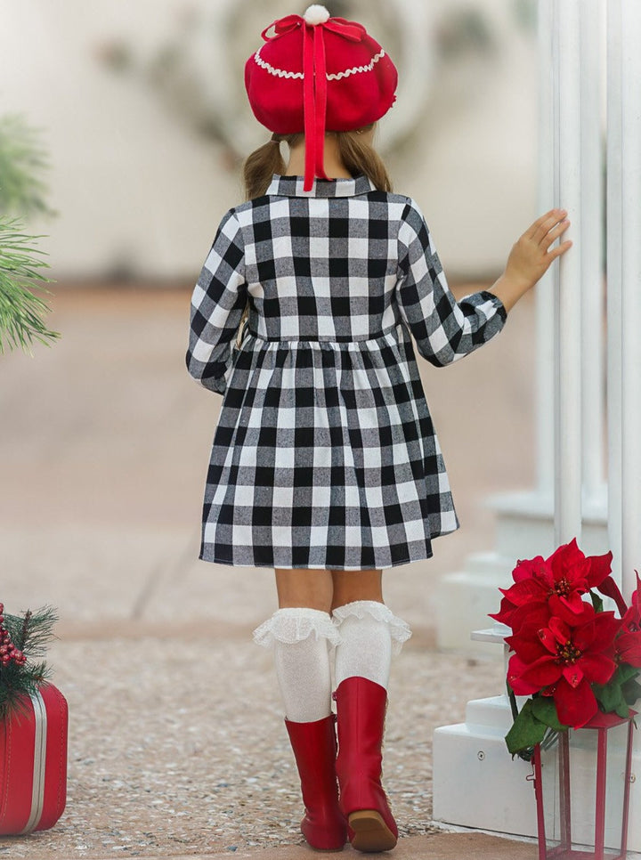 Girls Everyday Fall Dresses | Plaid Collared Dress - Mia Belle Girls